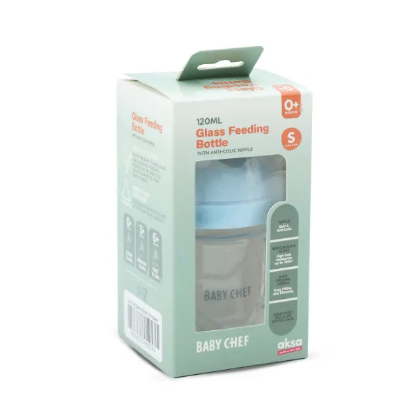 Baby Chef staklena flašica 120ml, plava