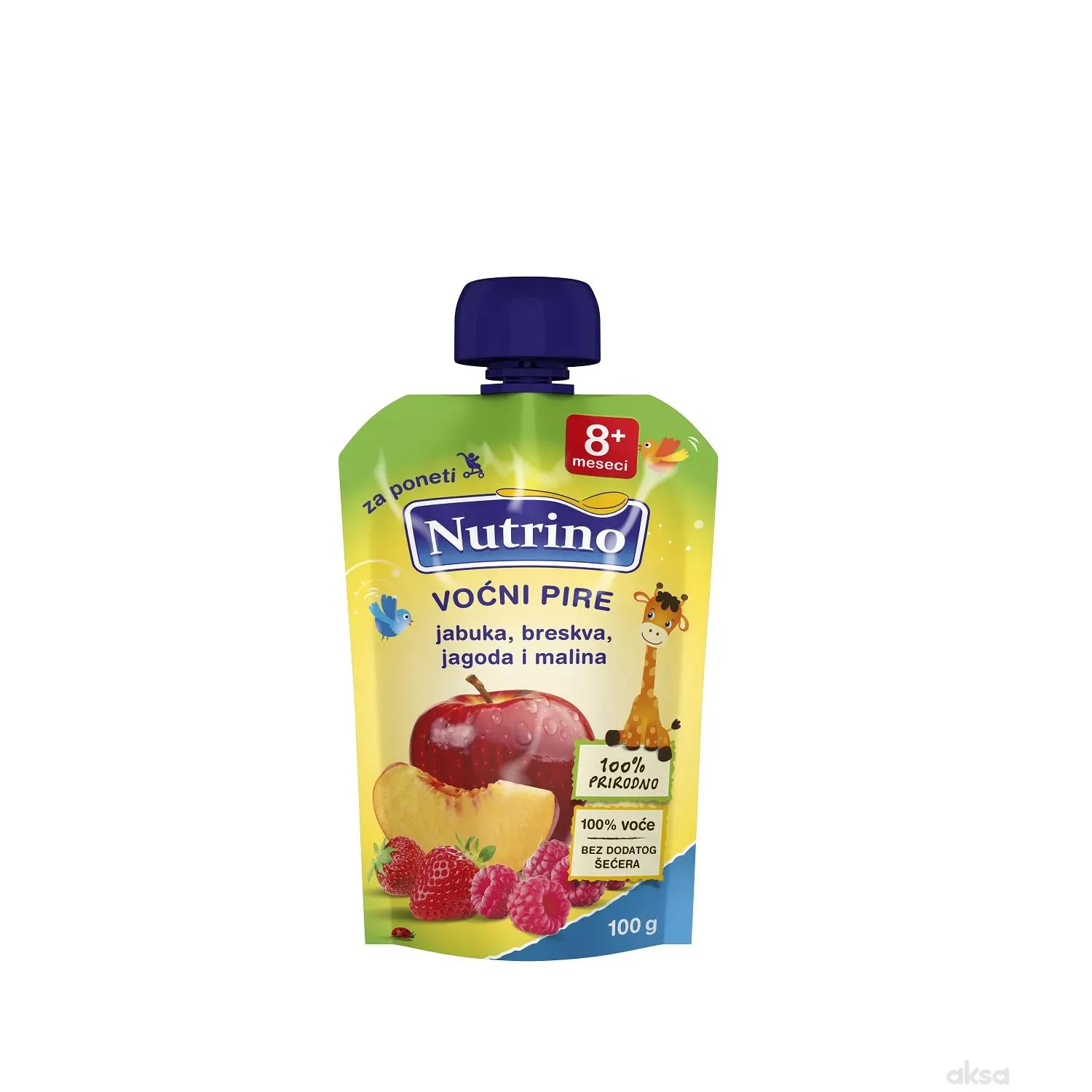 Nutrino pouchers jabuka, breskva, jagoda i malina 100g