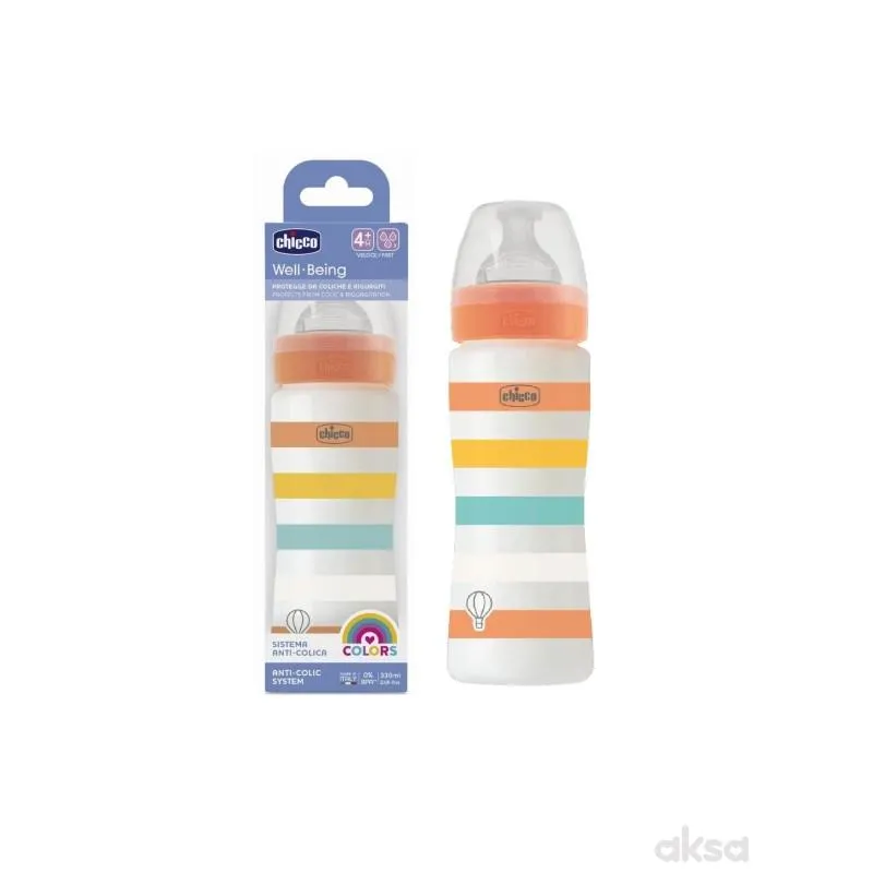 Chicco plast bočica Well Being,antic.330ml,4m+neut
