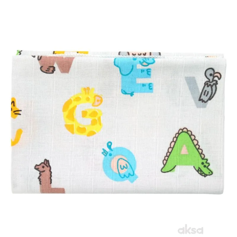 Lillo&Pippo muslin pelena 75x75cm, Abeceda